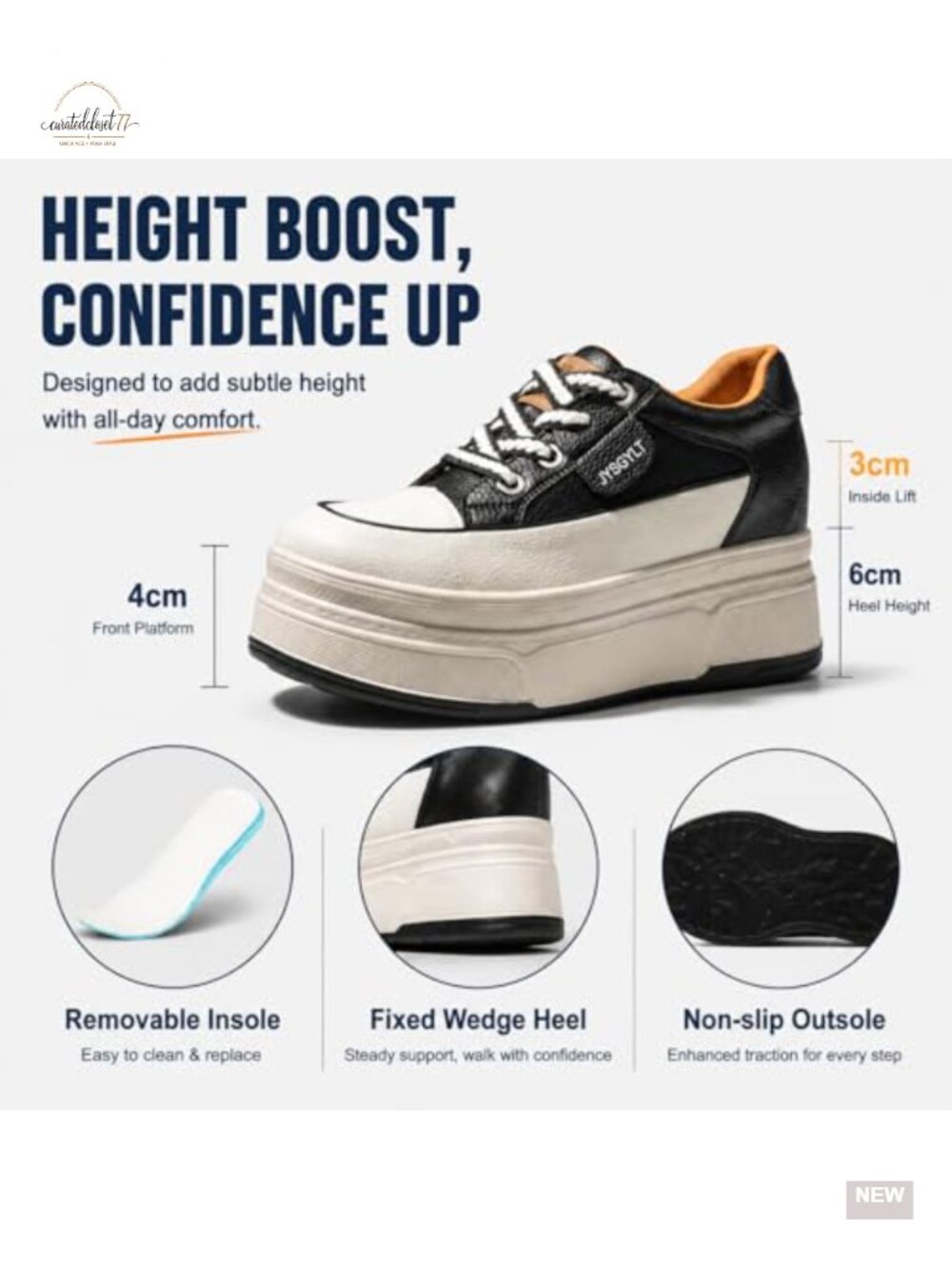 Women's Chunky Platform Sneakers Cushioned Lace Up Casual Walking Shoes - Picture 3 of 6